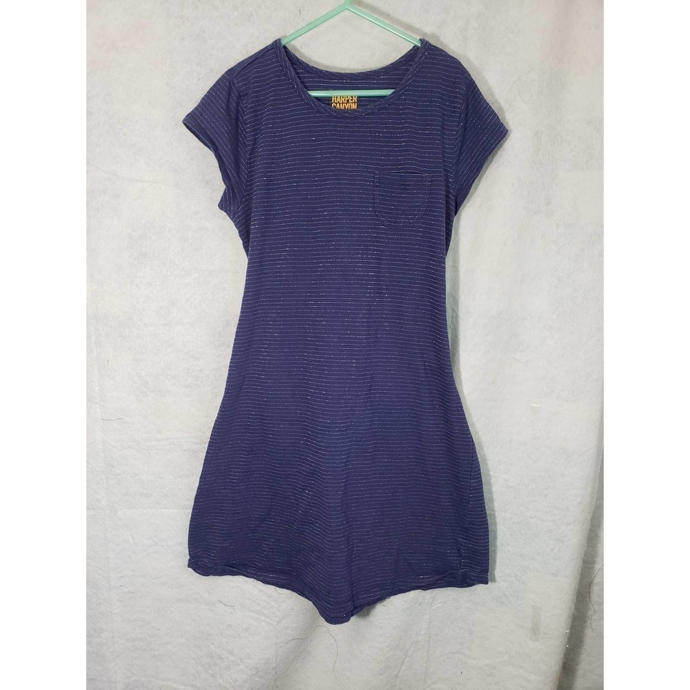 Harper Canyon Girls L(10/12) navy/purple dress. Cap sleeves. Tie back.